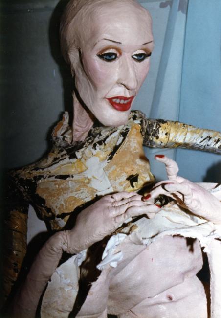 Close-up photograph of Sissy shedding her torso